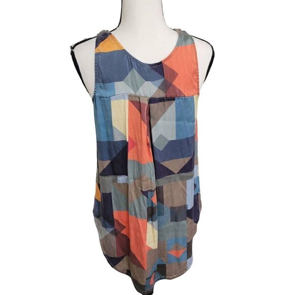 ELK Size XS Hi Low Sleeveless Abstract Silk Blouse 100% Silk - Picture 3 of 5
